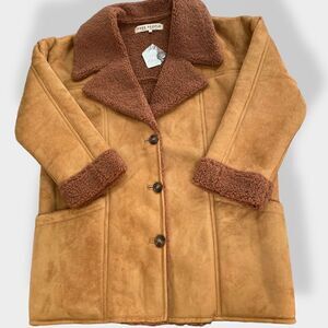 Free People Brown Diogo Sherpa Coat Penny Lane size M NWT New $248  Polyester